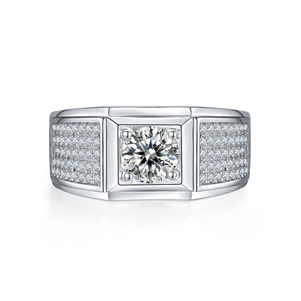 S925 Silver Moissanite Men's Ring