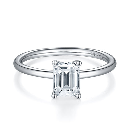 Classic Rectangular White Gold Plated Moissanite Women's Ring