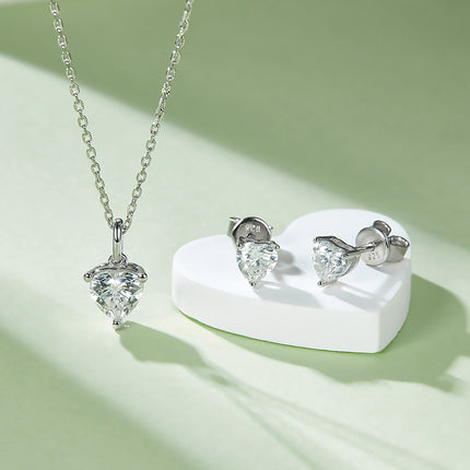 Classic Heart Moissanite Drop Earring Set