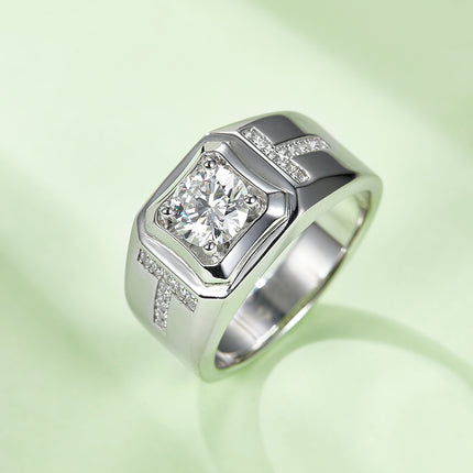 S925 Silver Moissanite Men's Ring