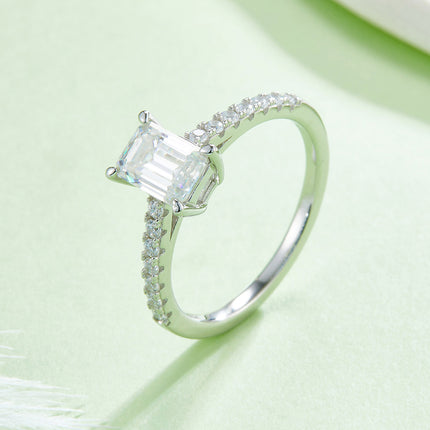 Micropaved Baguette Moissanite Ring