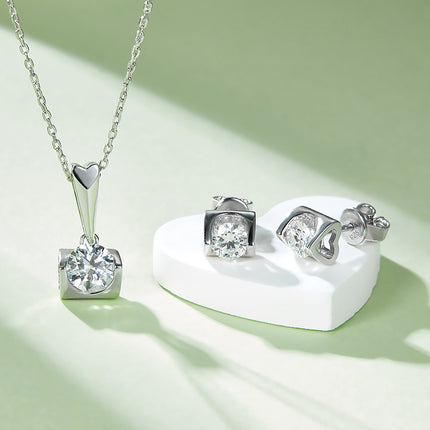 Angel Kiss Moissanite Pendant Stud Earring Set