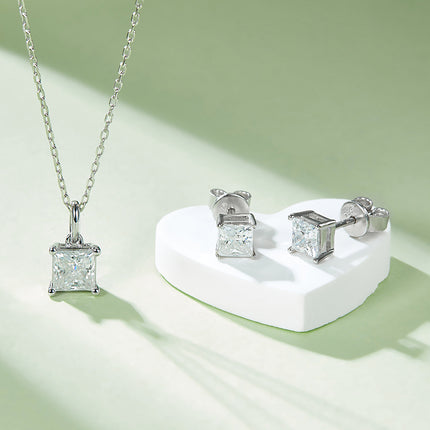 Classic Square Moissanite Drop Earring Set