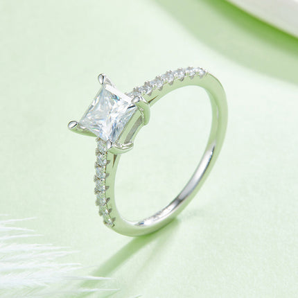 Micropaved Square Moissanite Ring