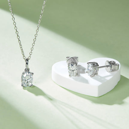 Classic Egg Moissanite Drop Earring Set