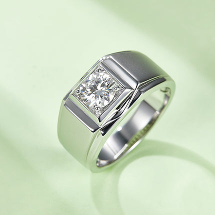 S925 Silver Moissanite Men's Ring