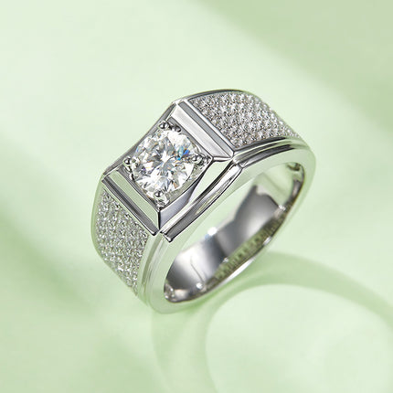 S925 Silver Moissanite Men's Ring