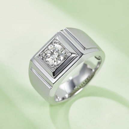 S925 Silver Moissanite Men's Ring