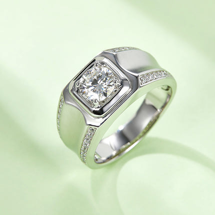 S925 Silver Moissanite Men's Ring