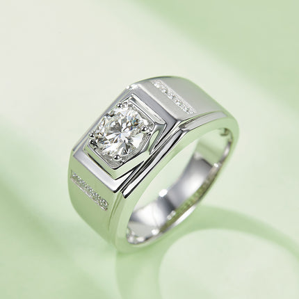 S925 Silver Moissanite Men's Ring