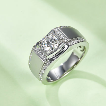 S925 Silver Moissanite Men's Ring