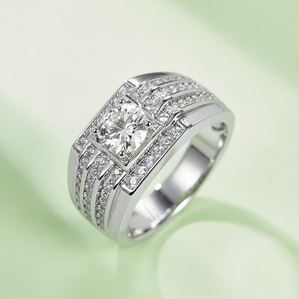 S925 Silver Moissanite Men's Ring