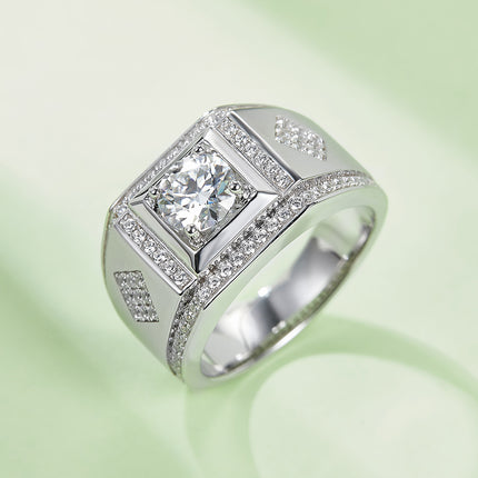 S925 Silver Moissanite Men's Ring