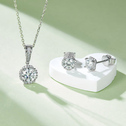 In the Mood for Love Moissanite Pendant Stud Earring Set