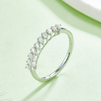 S925 Silver Teardrop Bezel Row Ring