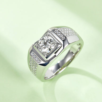 S925 Silver Moissanite Men's Ring