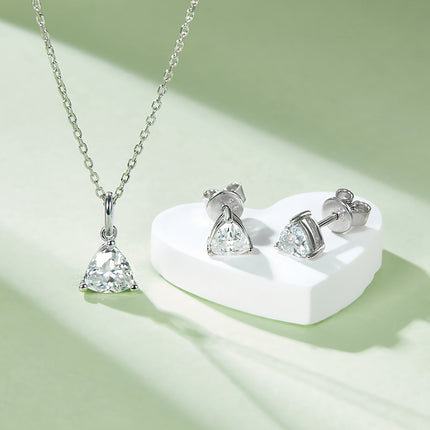 Classic Triangle Moissanite Drop Earring Set