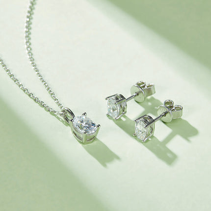 Classic Egg Moissanite Drop Earring Set