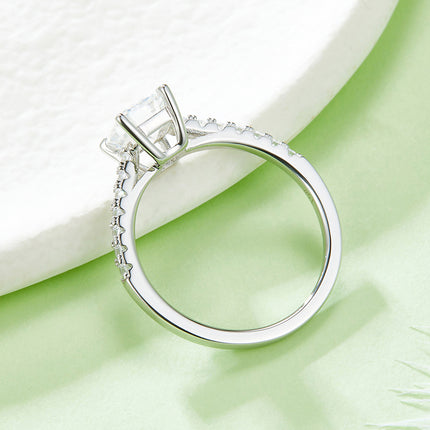 Micropaved Baguette Moissanite Ring