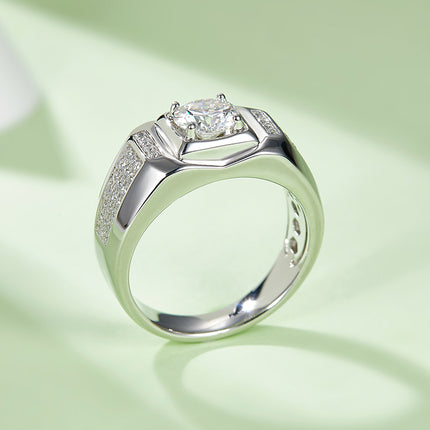 S925 Silver Moissanite Men's Ring