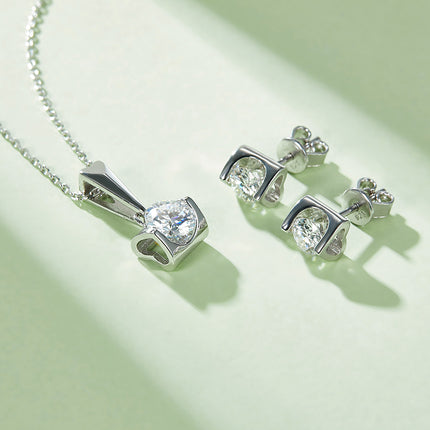 Angel Kiss Moissanite Pendant Stud Earring Set