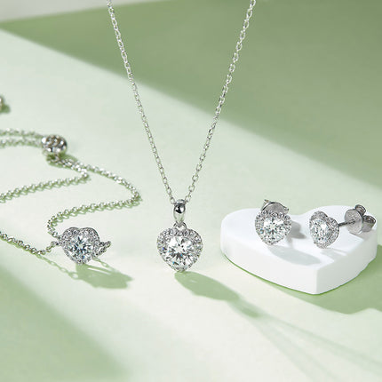 Love Forever Moissanite Pendant Stud Earring Set