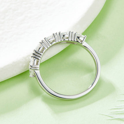 S925 Silver Triangle Bezel Row Ring