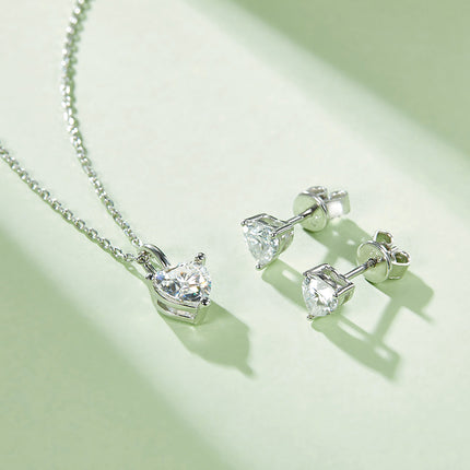 Classic Heart Moissanite Drop Earring Set