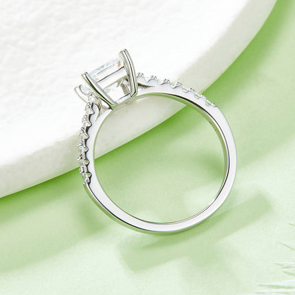 Micropaved Square Moissanite Ring