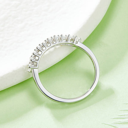 S925 Silver Teardrop Bezel Row Ring