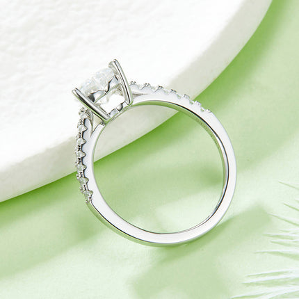 Micropaved heart-shaped moissanite ring