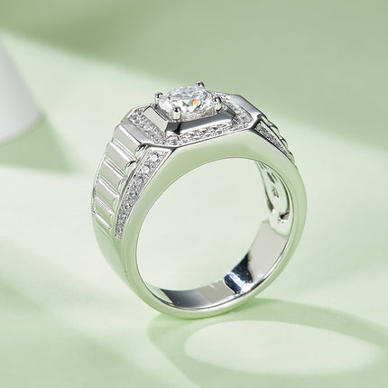 S925 Silver Moissanite Men's Ring