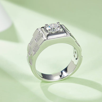 S925 Silver Moissanite Men's Ring