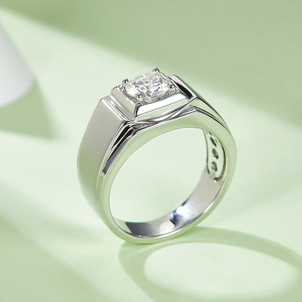 S925 Silver Moissanite Men's Ring