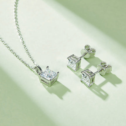 Classic Square Moissanite Drop Earring Set