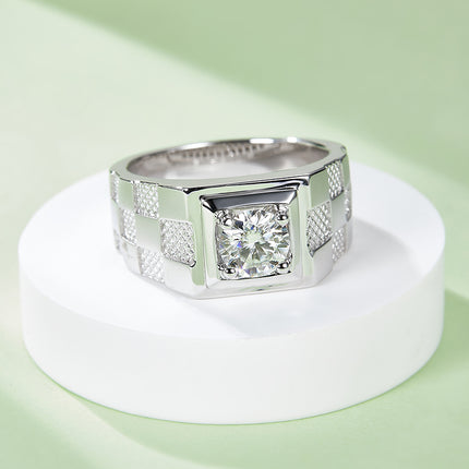 S925 Silver Moissanite Men's Ring