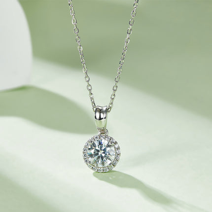 Classic Round Bezel Moissanite Drop Earring Set