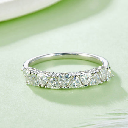 S925 Silver Triangle Bezel Row Ring