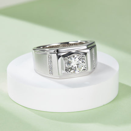 S925 Silver Moissanite Men's Ring