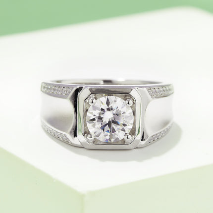 S925 Silver Moissanite Men's Ring