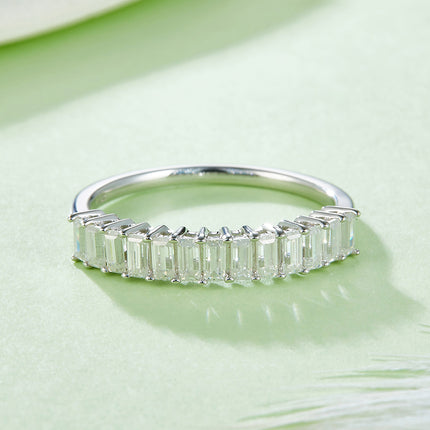 Rectangular Moissanite Row Ring