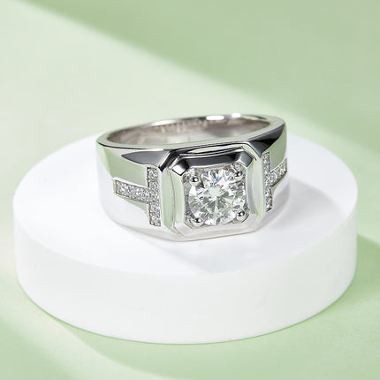 S925 Silver Moissanite Men's Ring