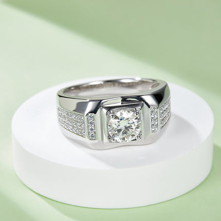 S925 Silver Moissanite Men's Ring