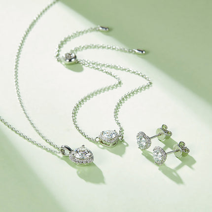 Love Forever Moissanite Pendant Stud Earring Set