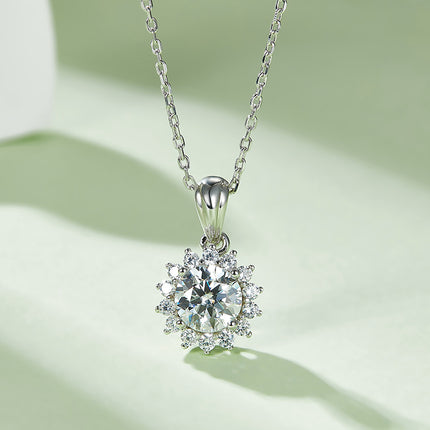 Sunflower Moissanite Pendant Stud Earring Set