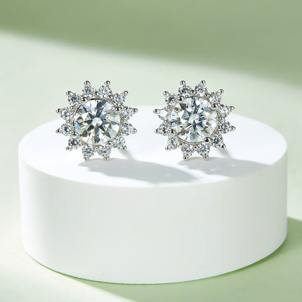 Sunflower Moissanite Pendant Stud Earring Set