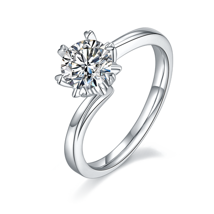 Twisted Arm Classic Snowflake S925 Silver Moissanite Women's Ring