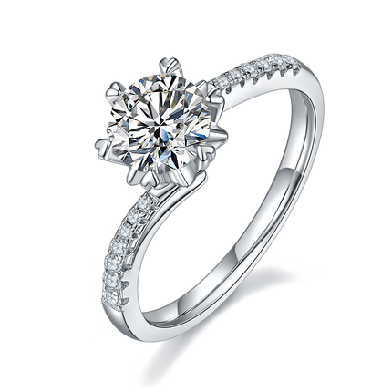 Twisted Snowflake S925 Silver Moissanite Women's Ring