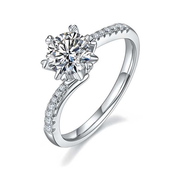 Twisted Snowflake S925 Silver Moissanite Women's Ring