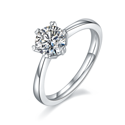 Straight Arm Classic Six-Prong Moissanite Women's Ring